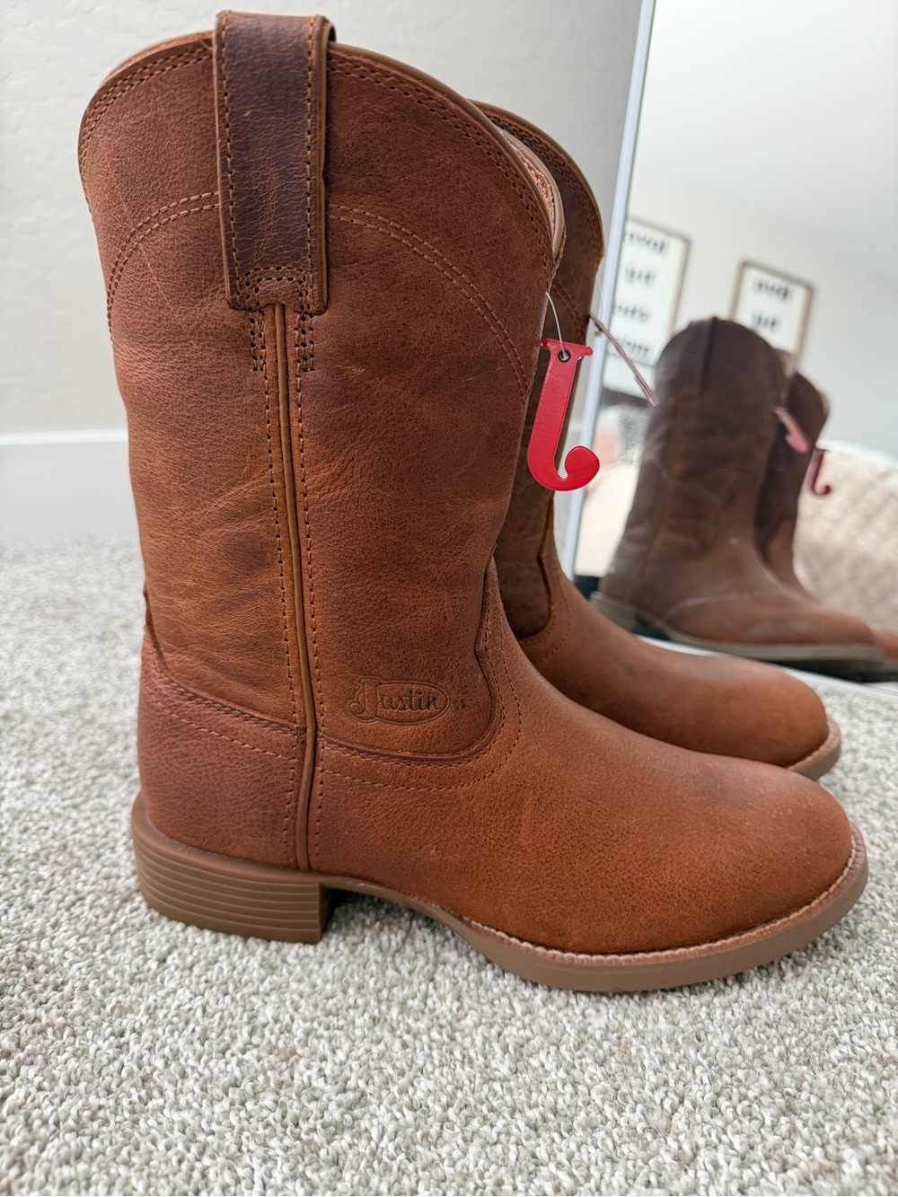 Justin Boots Women’s Chestnut Brown Pull-On Western Boots Size 7.5